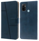 For Oppo A32 Flip Cover Case  (Stitched Leather Finish | Magnetic Closure | Inner TPU | Foldable Stand | Wallet Card Slots)