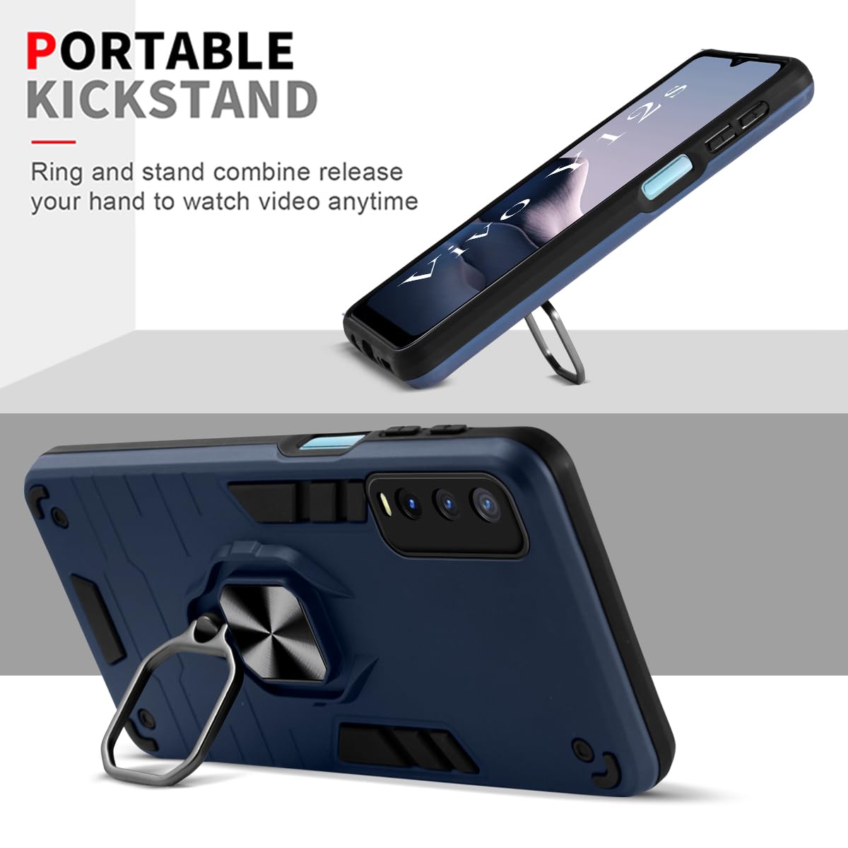 For Vivo Y12s Back Cover Case (Shockproof Polycarbonate Dual Layer Hybrid Armor)