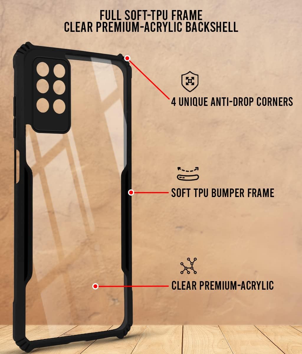 For Infinix Note 8i Back Cover Case (Shockproof with Polycarbonate Clear Panel | Professional Black)