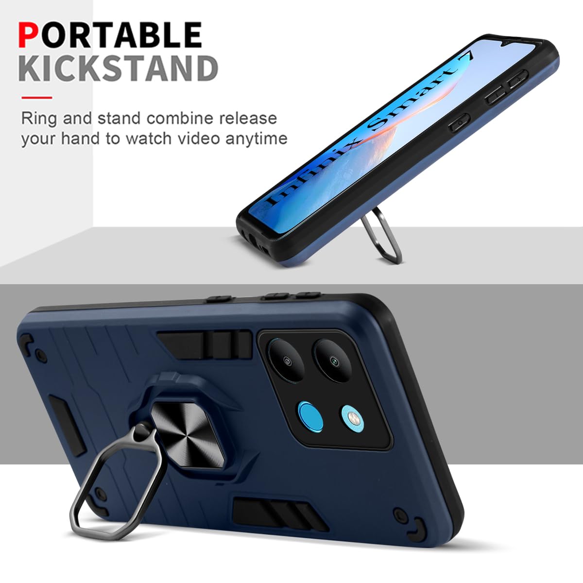 For Infinix Smart 7 Back Cover Case (Shockproof Polycarbonate Dual Layer Hybrid Armor)
