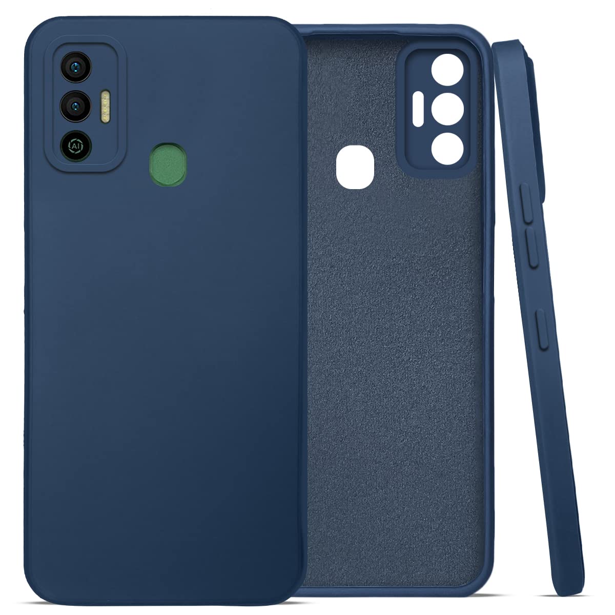 For Tecno Spark 7 | 7T Back Cover Case (Matte Finish Silicone with Inside Fiber Cloth)