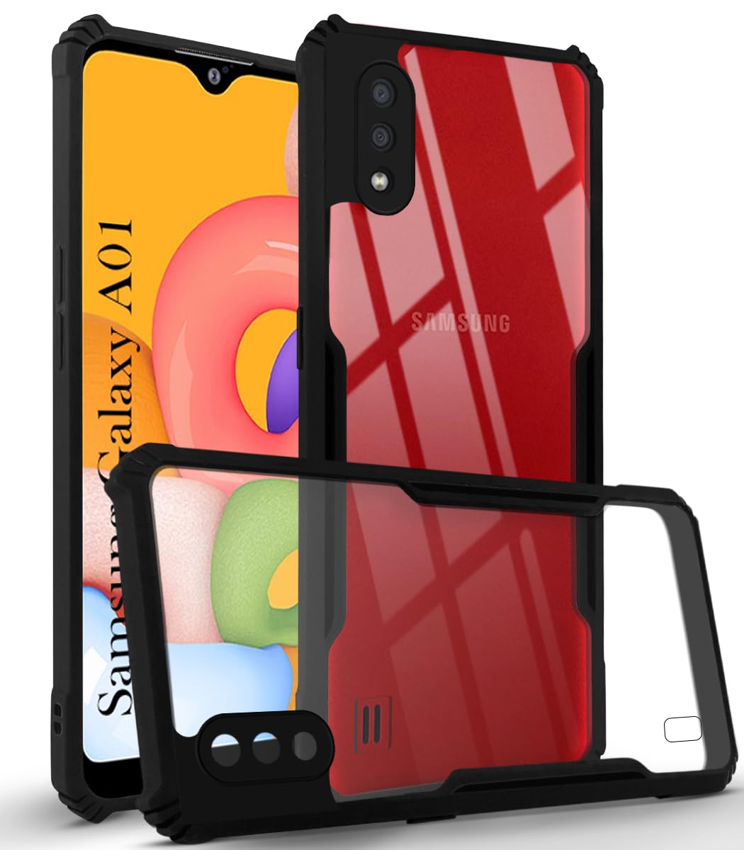For Samsung Galaxy A01 Back Cover Case (Shockproof with Polycarbonate Clear Panel)