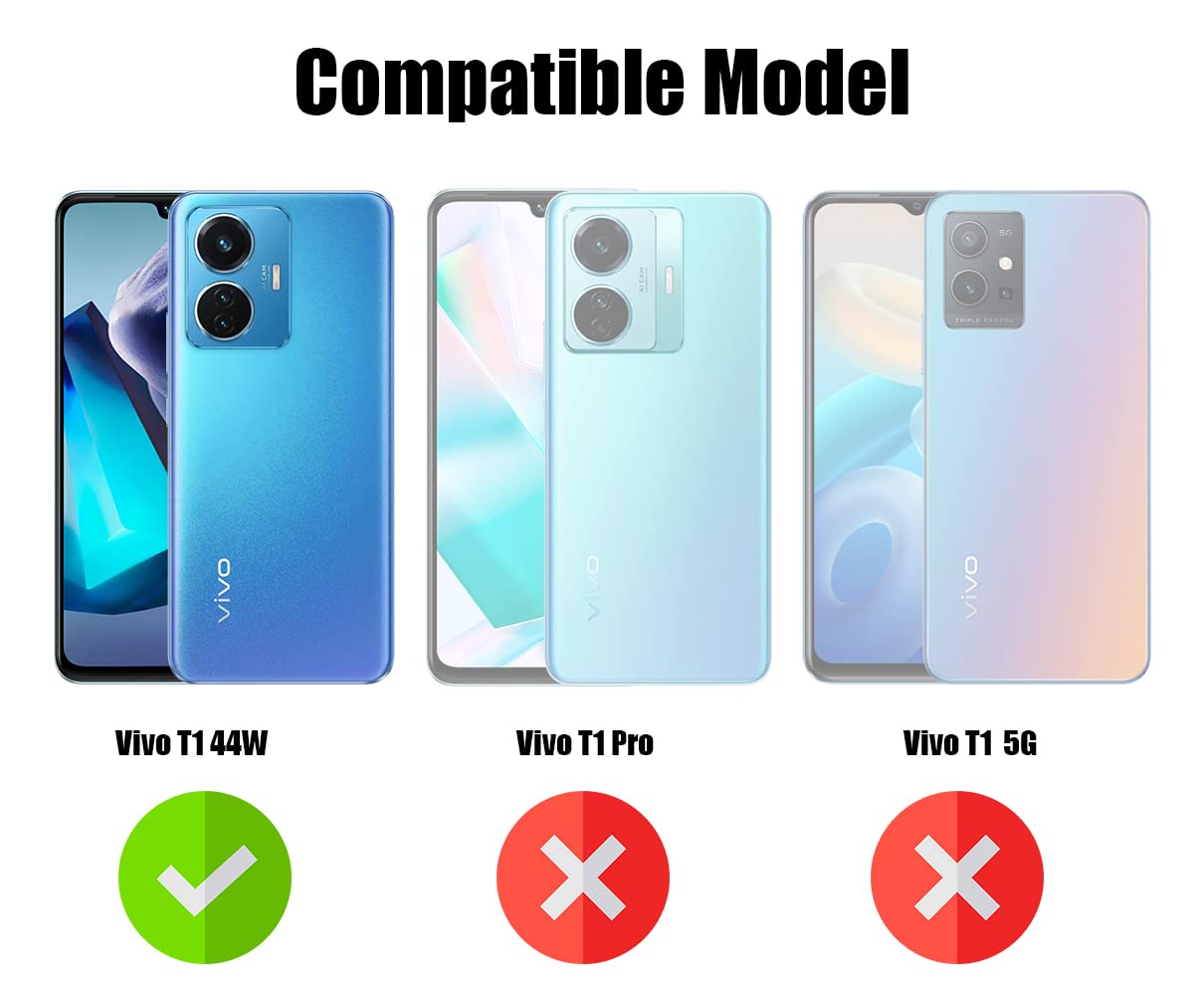 For Vivo T1 44W Back Cover Case (Dual Layer Hybrid Armor | Ring Holder & Kickstand in-Built | 360 Degree Shockproof Protection)
