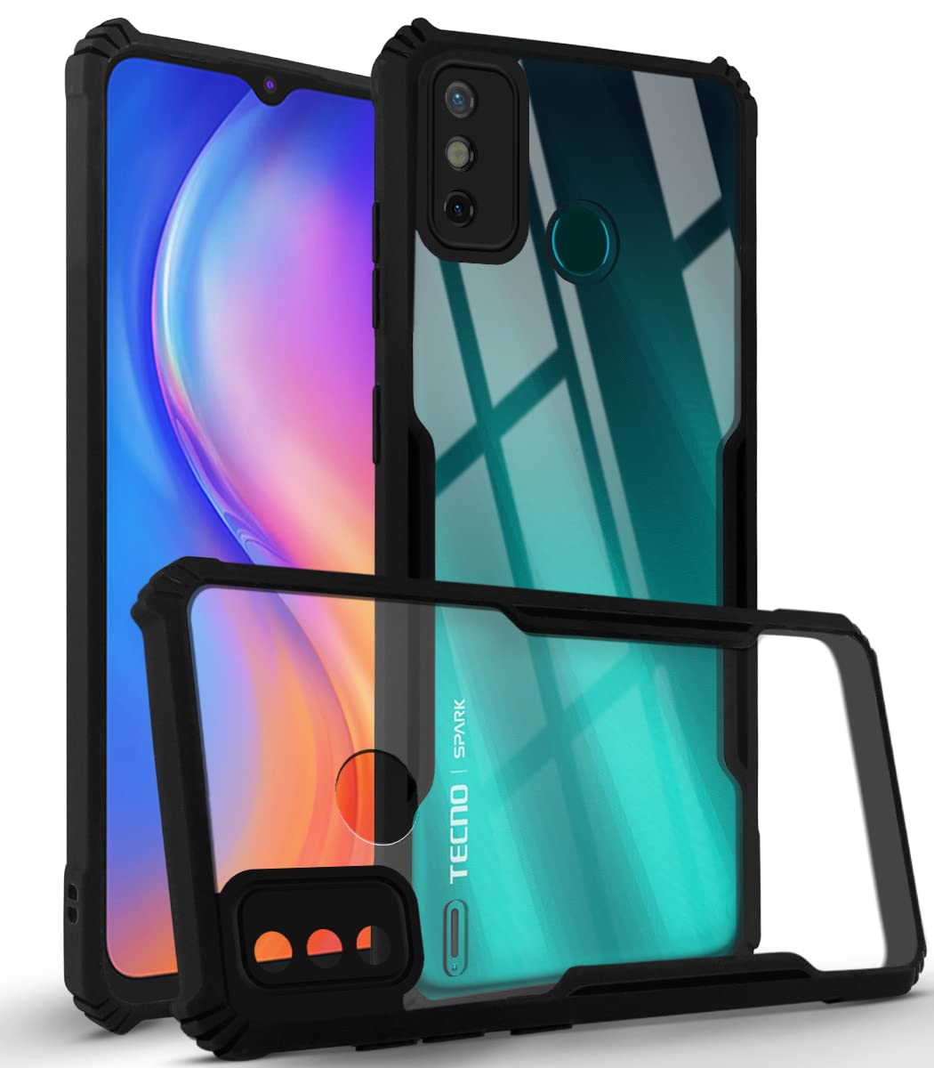 For Tecno Spark Go 2020 | Go 2021 Back Cover Case (Crystal Glass Back | Camera Protection | Shockproof Bumpers)