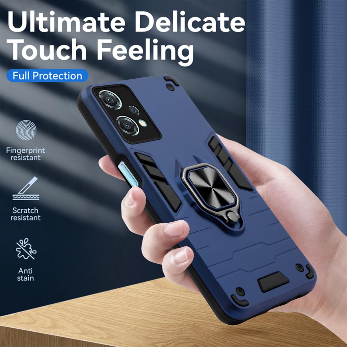For OnePlus Nord CE 2 Lite 5G Back Cover Case (Dual Layer Hybrid | Ring Holder & Kickstand | 360 Degree Shockproof Protection)