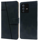For Vivo V23 Pro Flip Cover Case (Stitched Leather with Magnetic Closure)
