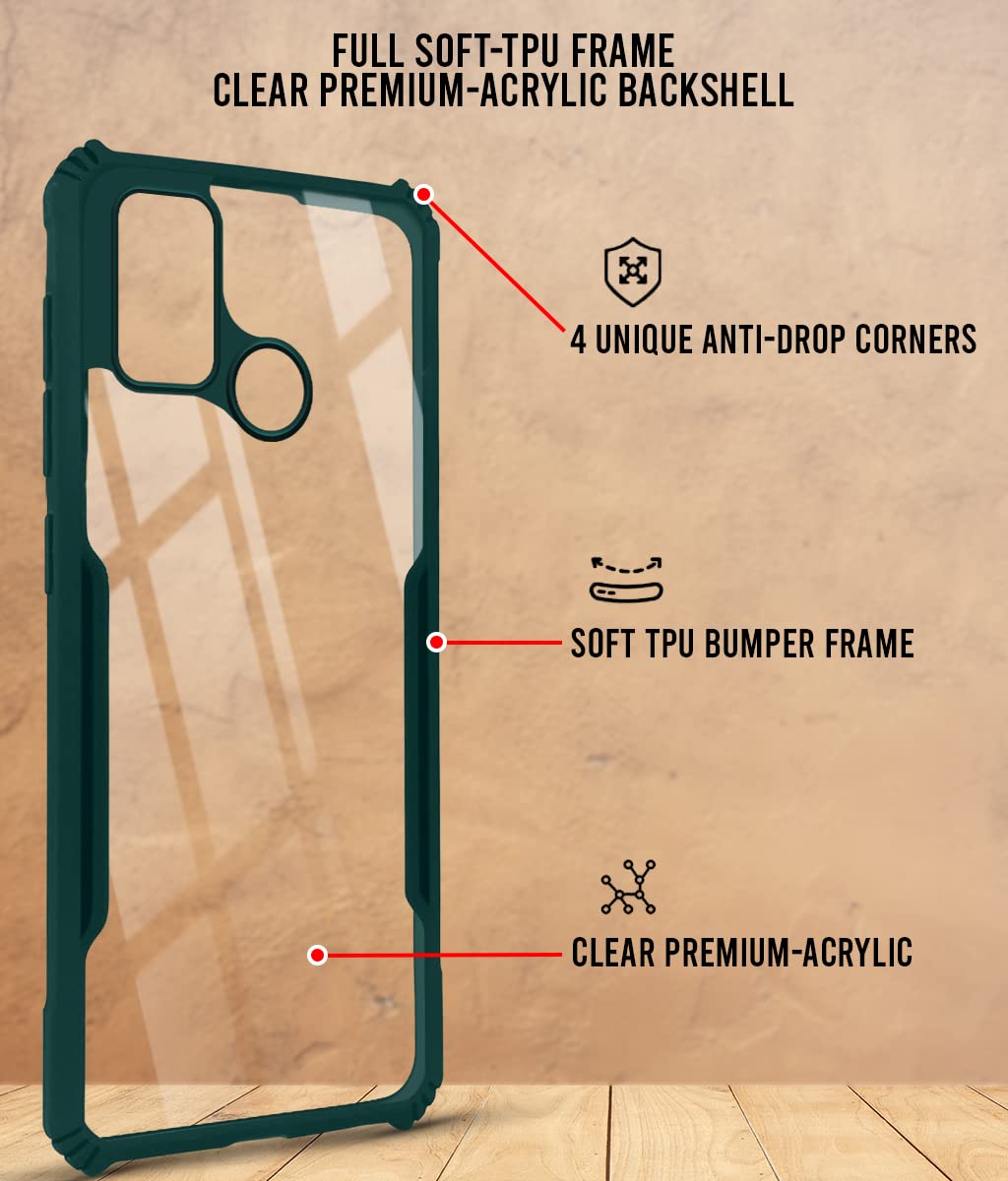 For Realme 7i Back Cover Case ( Shockproof with Polycarbonate Clear Panel | Professional Black)