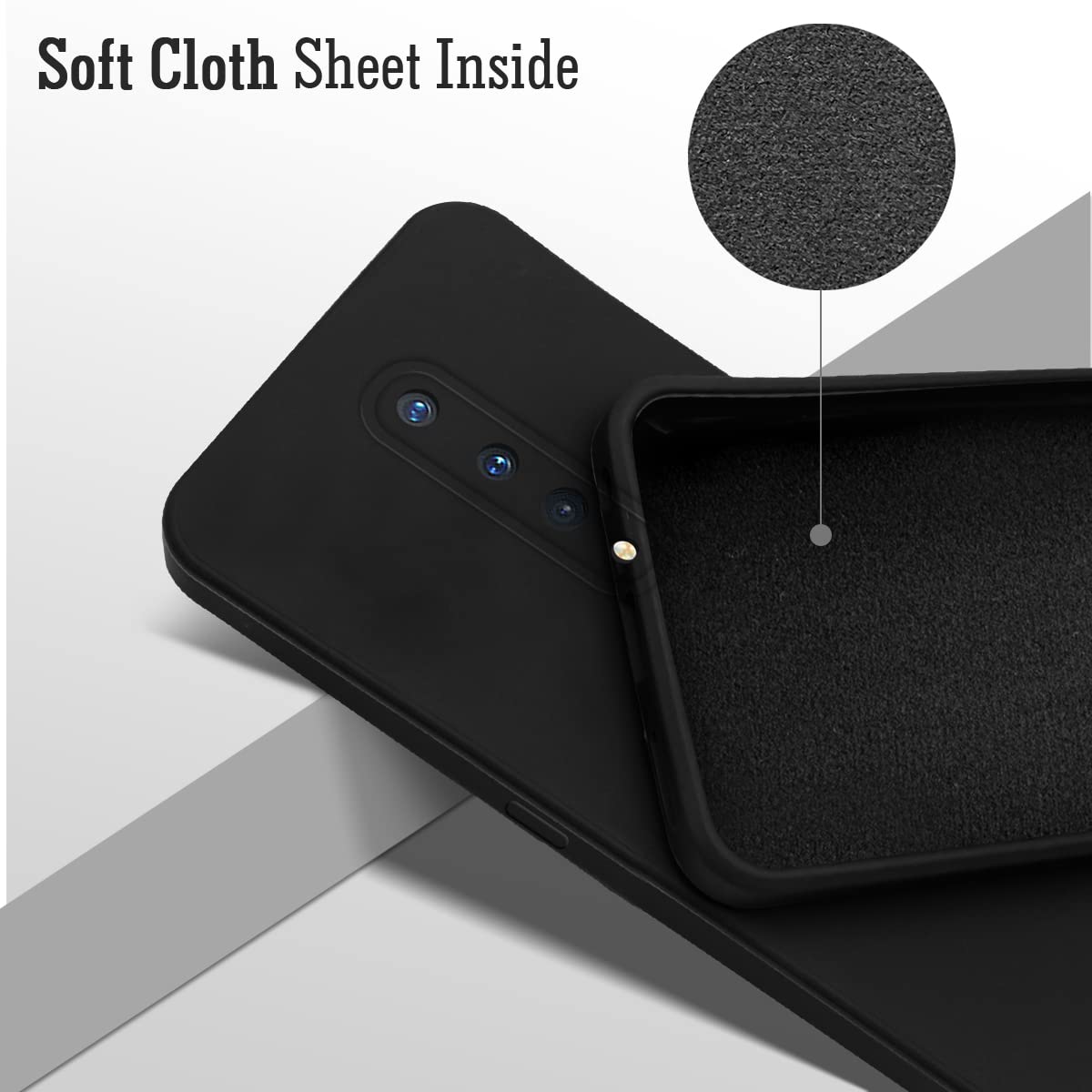 For OnePlus 8 Back Cover Case (Matte Finish Silicone with Inside Fiber Cloth)