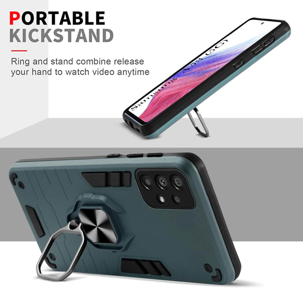 For Samsung Galaxy A53 5G Back Cover Case (Dual Embossed Design |Heavy Duty Screen and Camera Protection | Skidproof Texture | Matte Black)