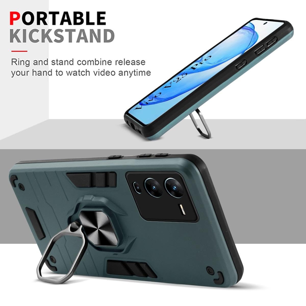 For Vivo V25 Pro Back Cover Case (Shockproof Polycarbonate Dual Layer Hybrid Armor)