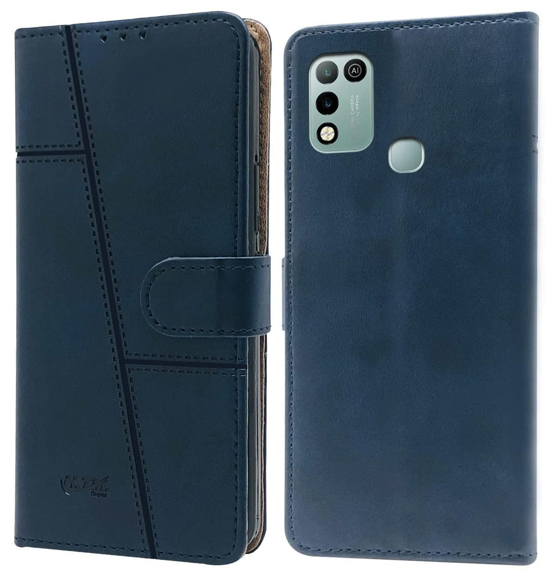 For Infinix Hot 10 Play Flip Case Cover ( Stitched Leather with Magnetic Closure)