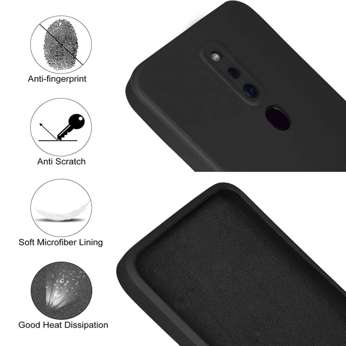 For Oppo F11 Pro Back Cover Case(Matte Finish Silicone with Inside Fiber Cloth)