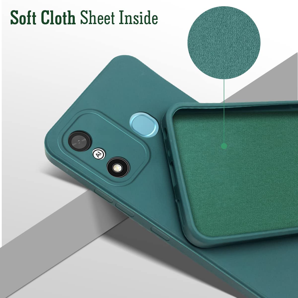 For Itel A27 Back Cover Case (Matte Finish Silicone with Inside Fiber Cloth)