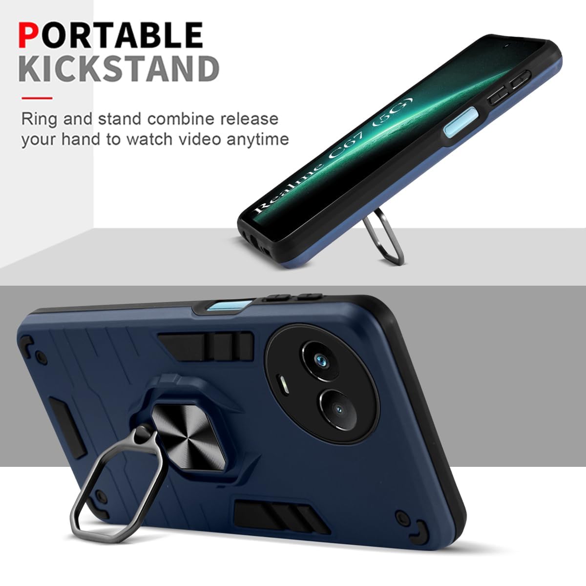 For Realme C67 Back Cover Case (Shockproof Polycarbonate Dual Layer Hybrid Armor)