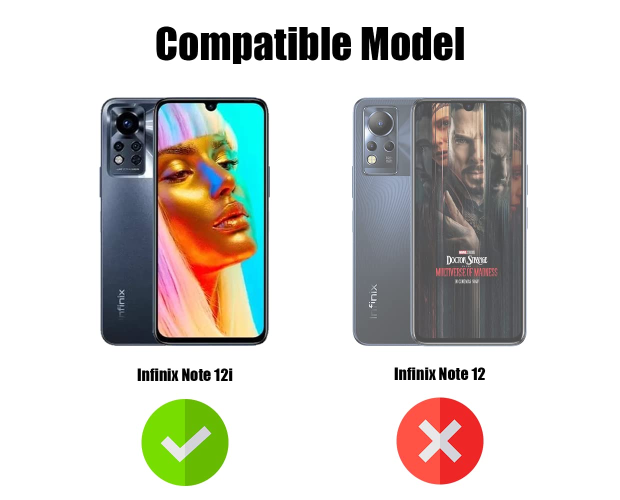For Infinix Note 12i (2022) Back Case Cover (Shockproof with Polycarbonate Clear Panel | Professional Black)