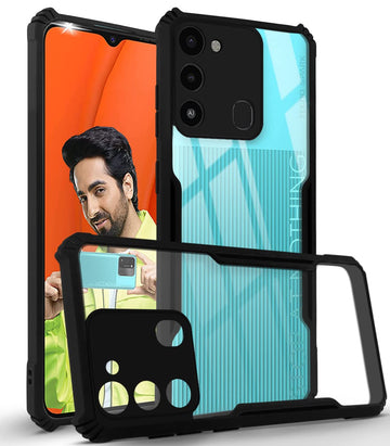 For Tecno Spark Go 2022 Back Cover Case (Crystal Glass Back | Camera Protection | Shockproof Bumpers)