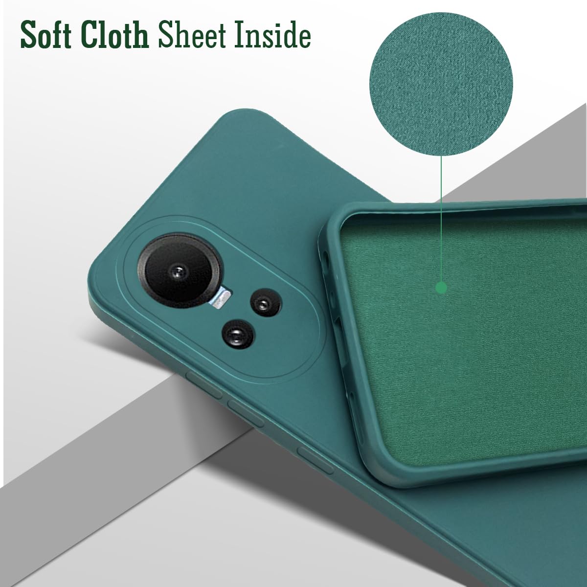 For Oppo Reno 10 5G | Oppo Reno 10 Pro 5G Back Cover Case (Matte Finish Silicone with Inside Fiber Cloth)