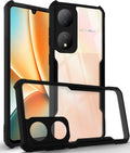 For Vivo Y100 Back Cover Case (Crystal Glass Back | Camera Protection | Shockproof Bumpers | Professional Black)