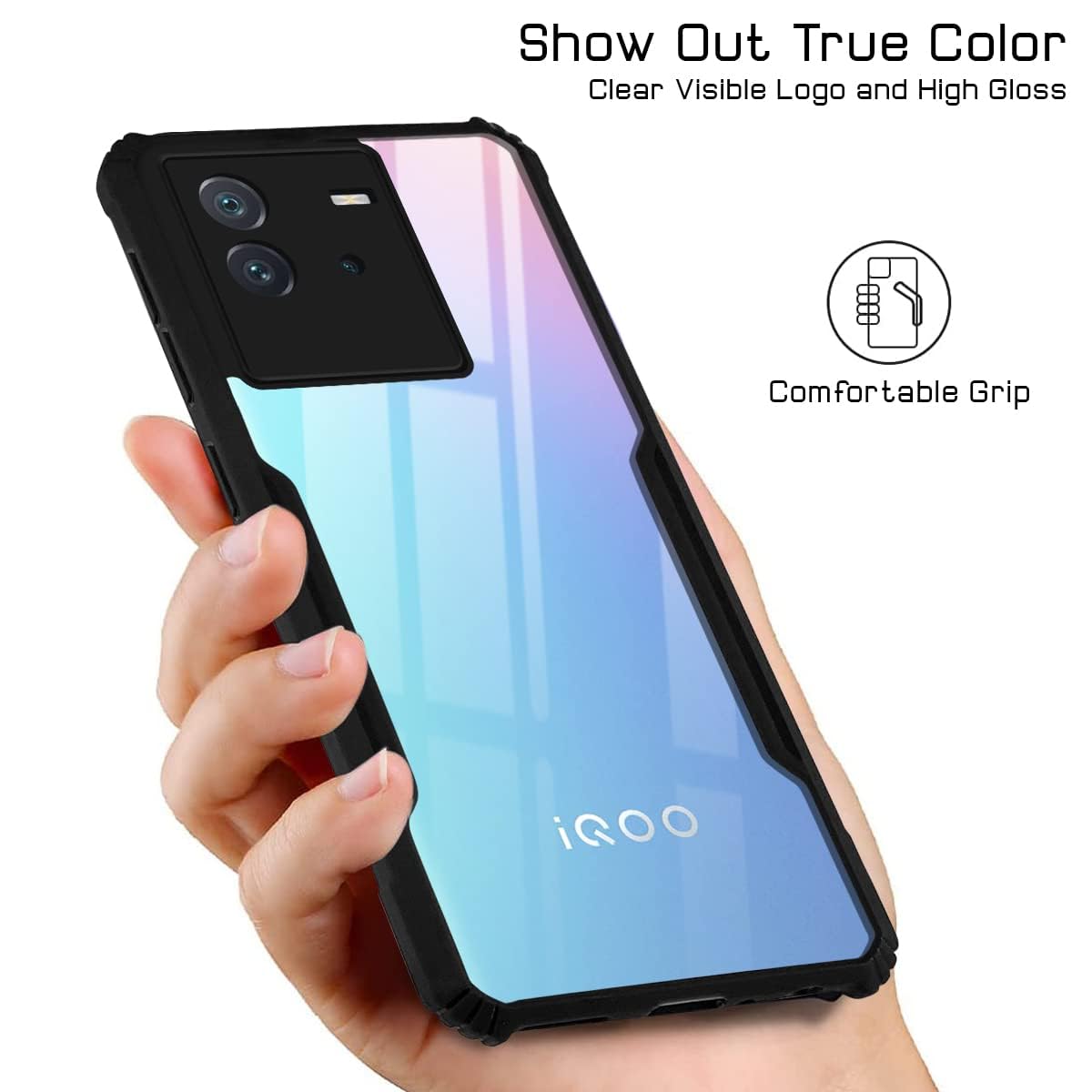 For Vivo iQOO Neo 6 Back Cover Case (Shockproof with Polycarbonate Clear Panel)