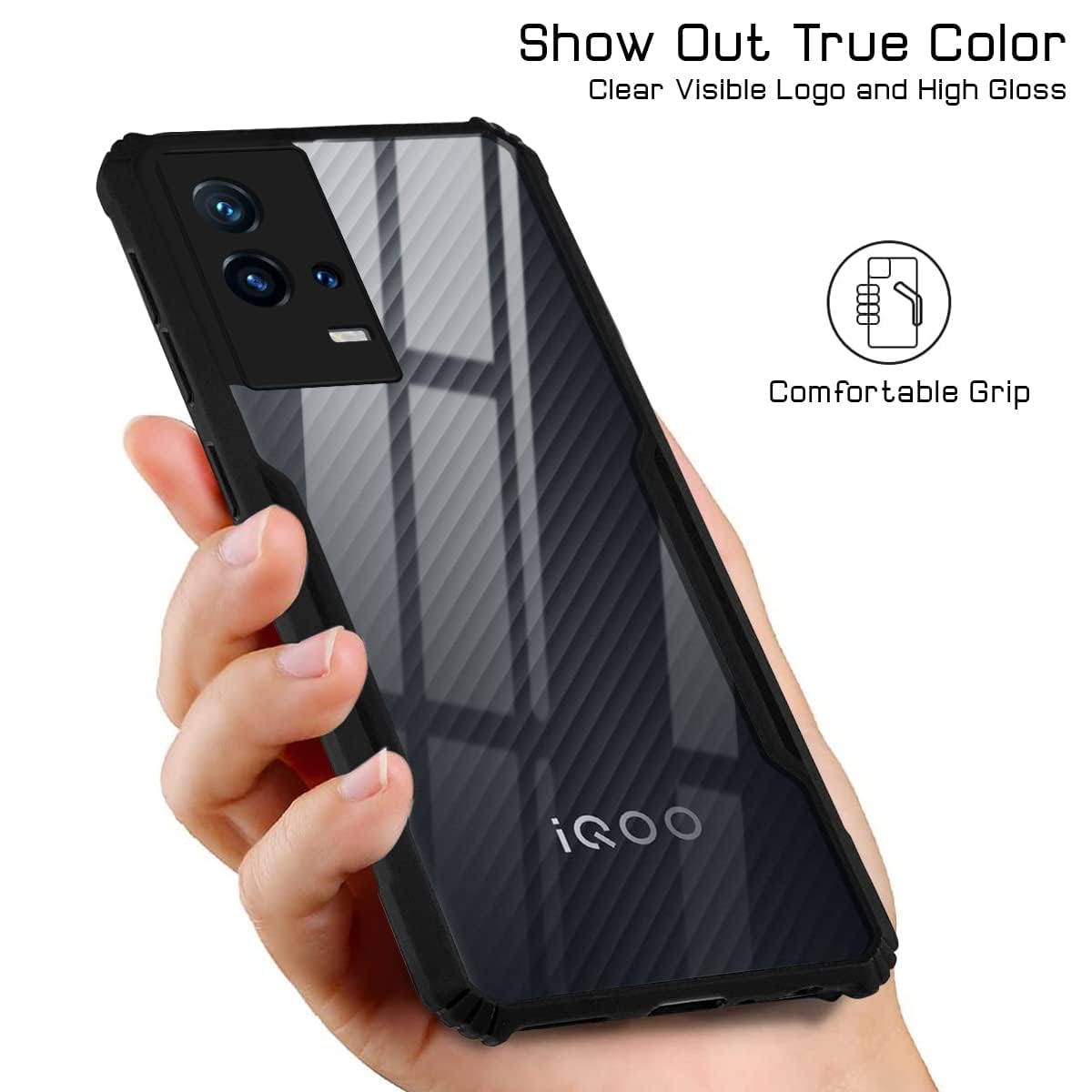 For Vivo iQOO 9 5G Back Cover Case (Shockproof with Polycarbonate Clear Panel)