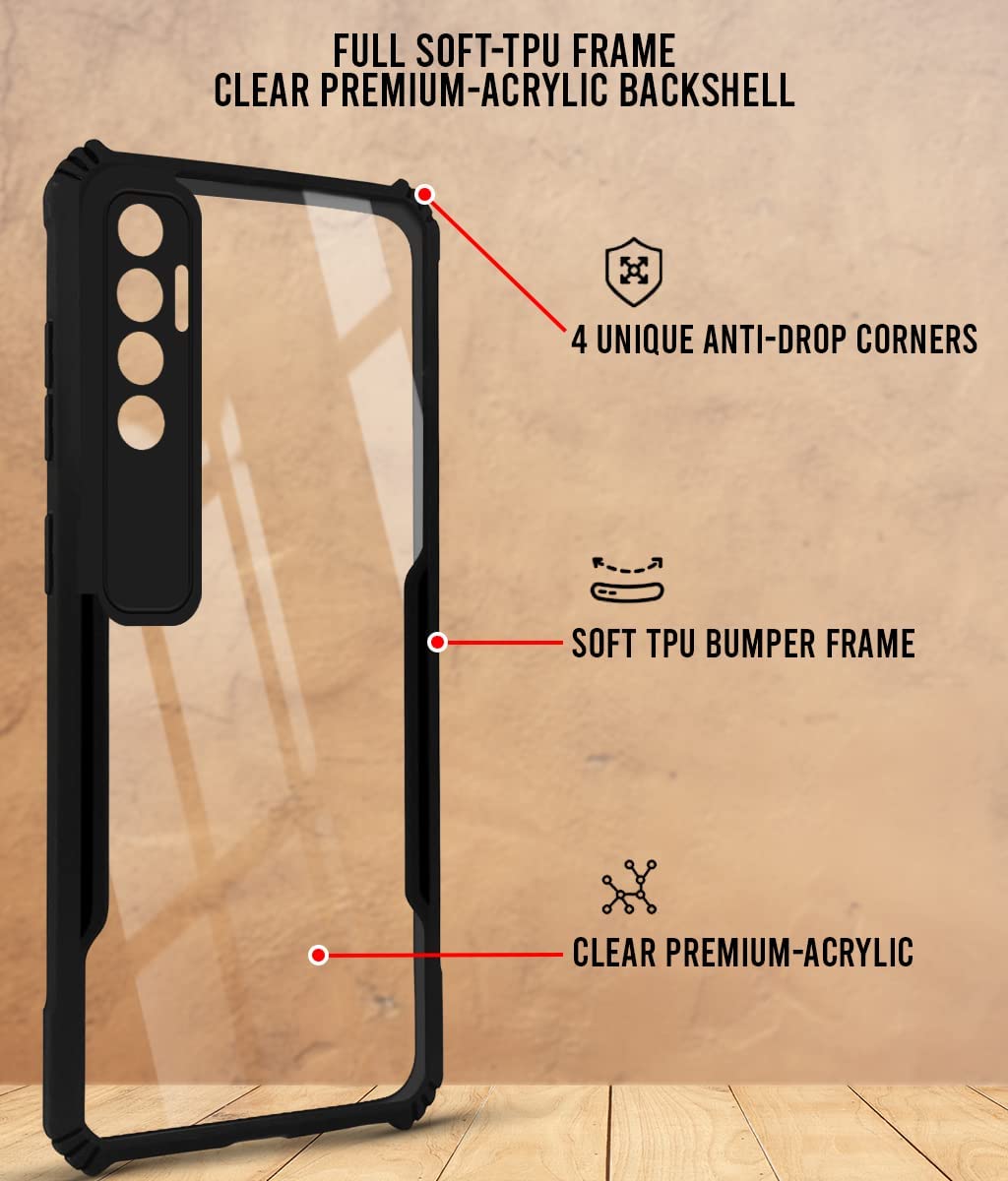 For Tecno Spark 7 Pro Back Case Cover (Crystal Glass Back | Camera Protection | Shockproof | Professional Black)