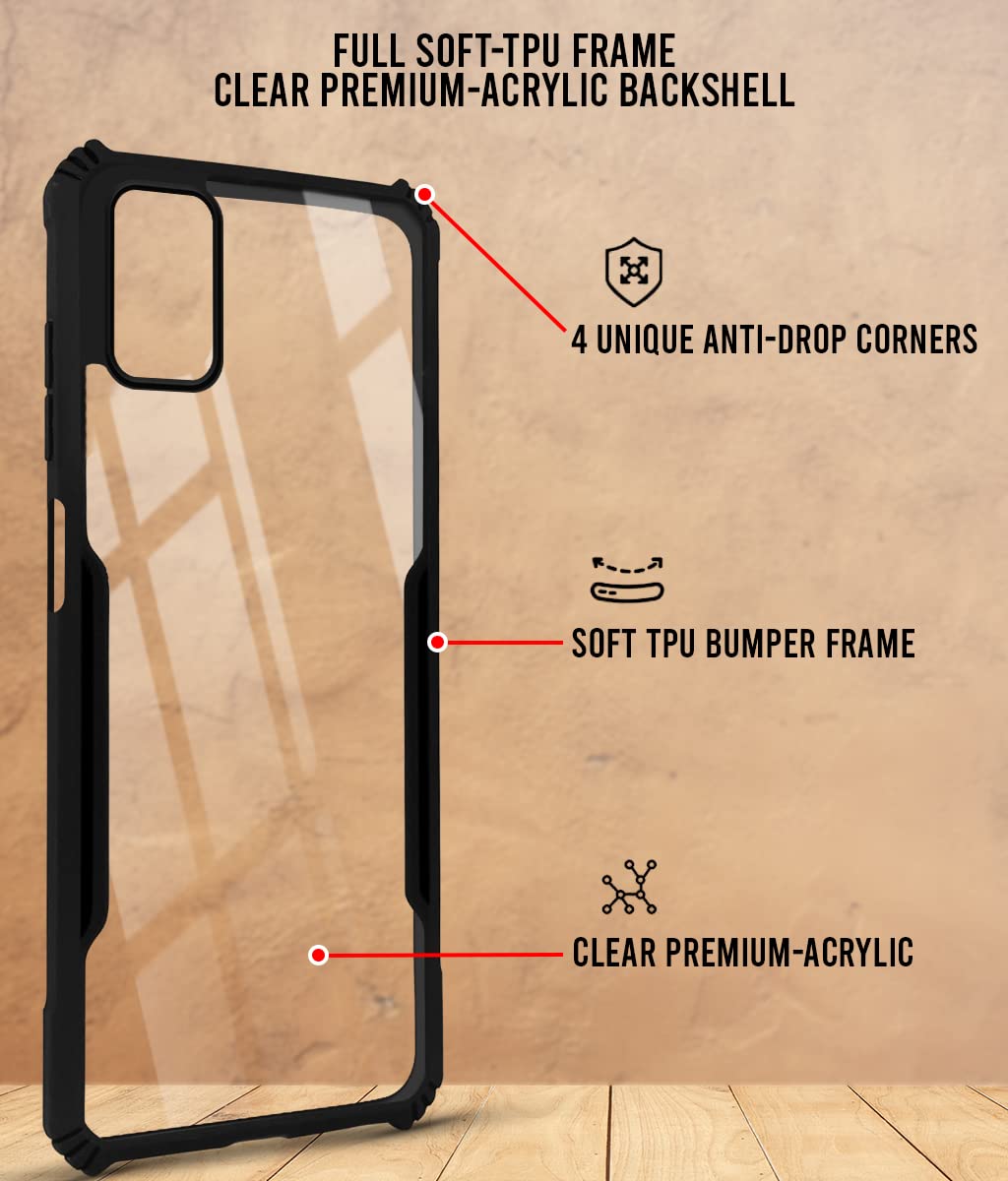 For Samsung Galaxy M51 Back Case Cover (Shockproof with Polycarbonate Clear Panel | Professional Black)