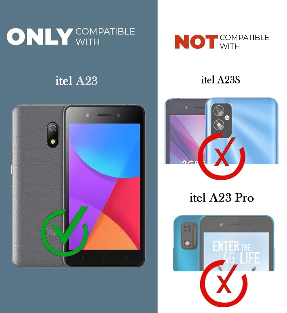 For Itel A23 Flip Cover Case (Stitched Leather Finish | Magnetic Closure | Foldable Stand | Wallet Card Slots)
