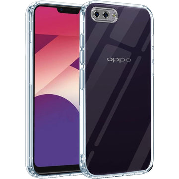 For Oppo A3s Back Cover Case (Silicone Crystal Clear | Pure Camera Protection | Soft and Flexible for Charger and Headphone sockets | Shockproof Bumpers)