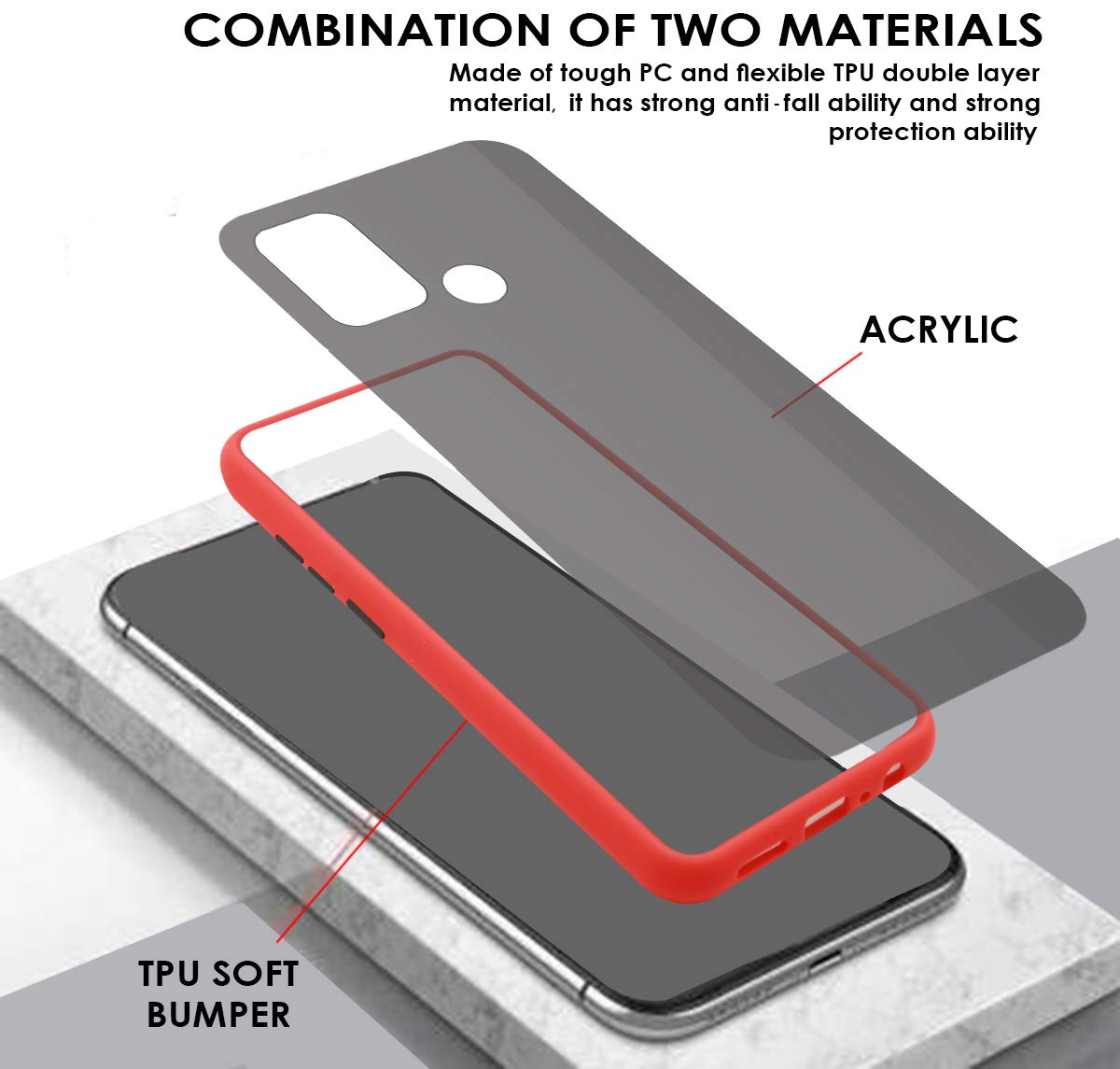 For Realme 7i Back Cover Case ( Shockproof with Polycarbonate Clear Panel | Professional Black)