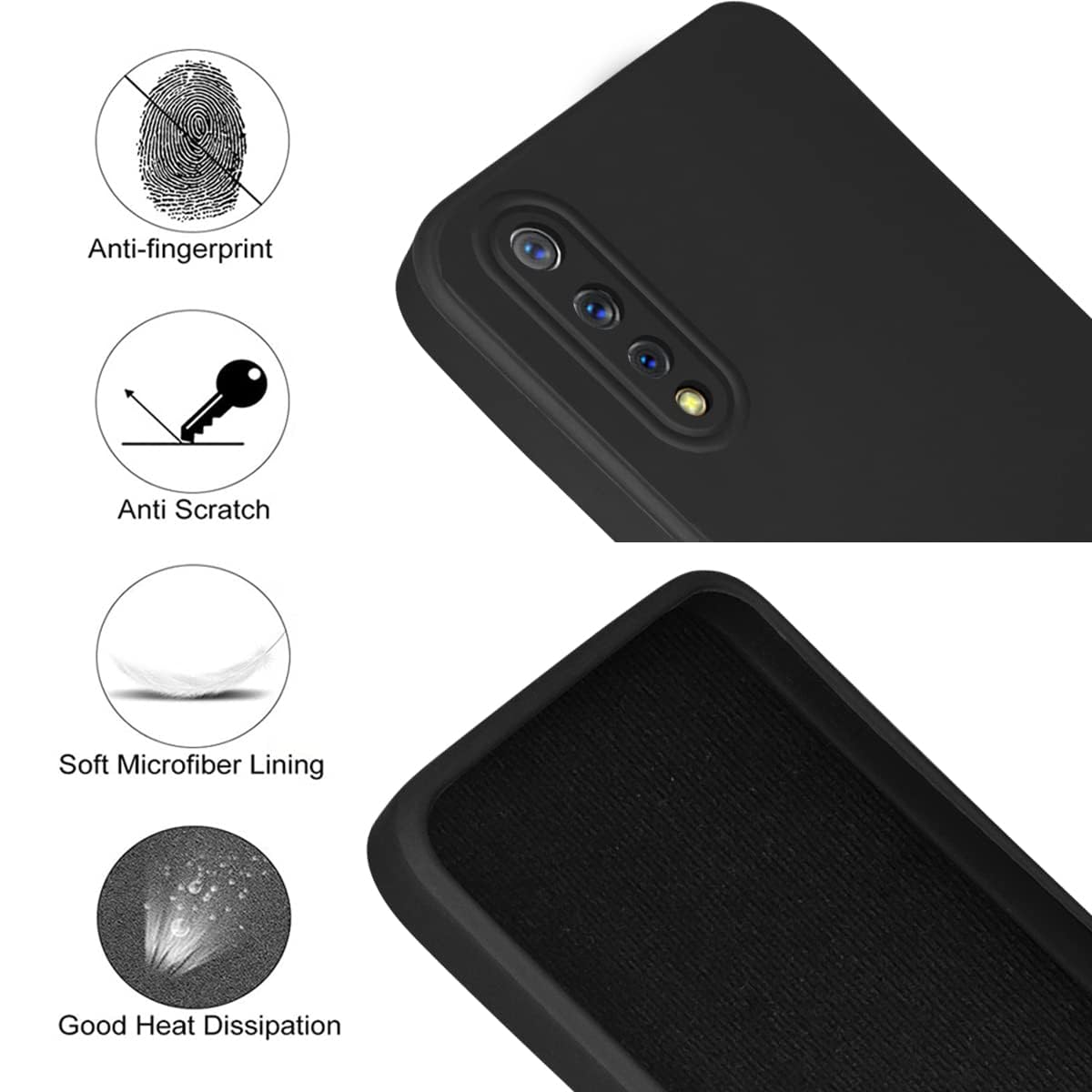 For Vivo S1 | Vivo Z1x Back Cover Case (Matte Finish Silicone with Inside Fiber Cloth)