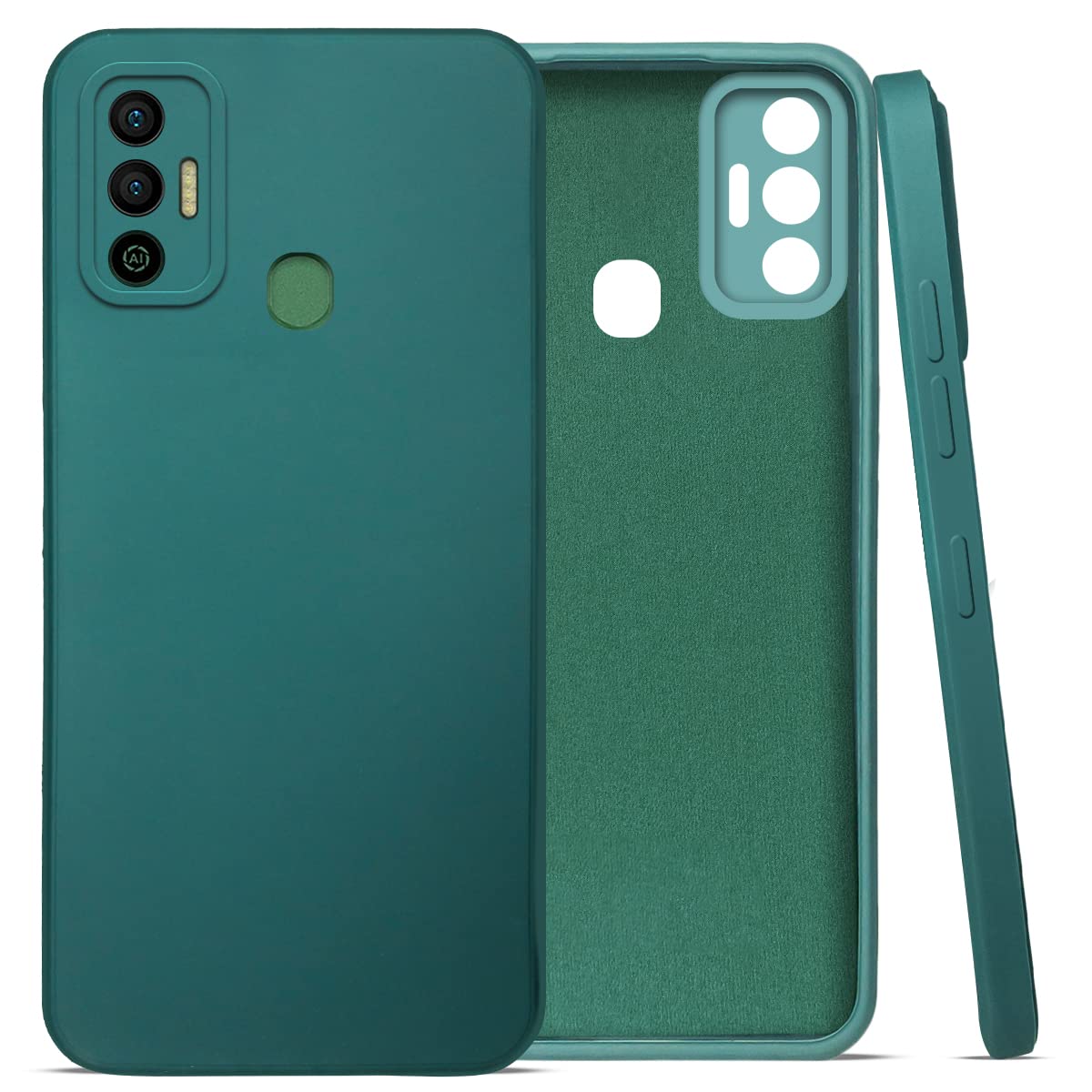 For Tecno Spark 7 | 7T Back Cover Case (Matte Finish Silicone with Inside Fiber Cloth)