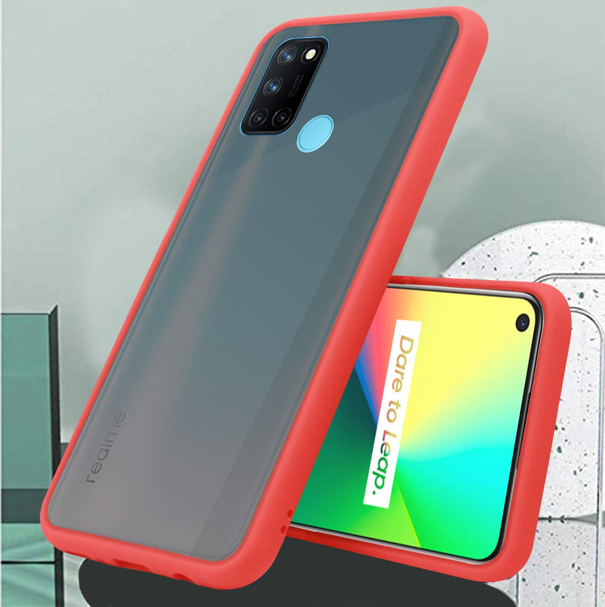 For Realme 7i Back Cover Case ( Shockproof with Polycarbonate Clear Panel | Professional Black)