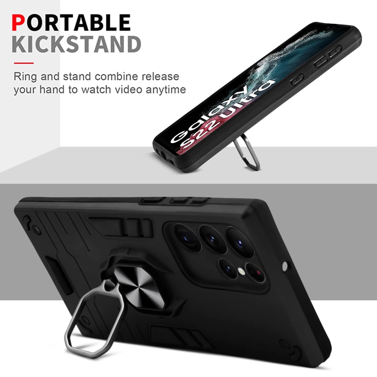 For Samsung Galaxy S22 Ultra 5G Back Cover Case (Shockproof Dual Layer Hybrid Armor | Iron Black)