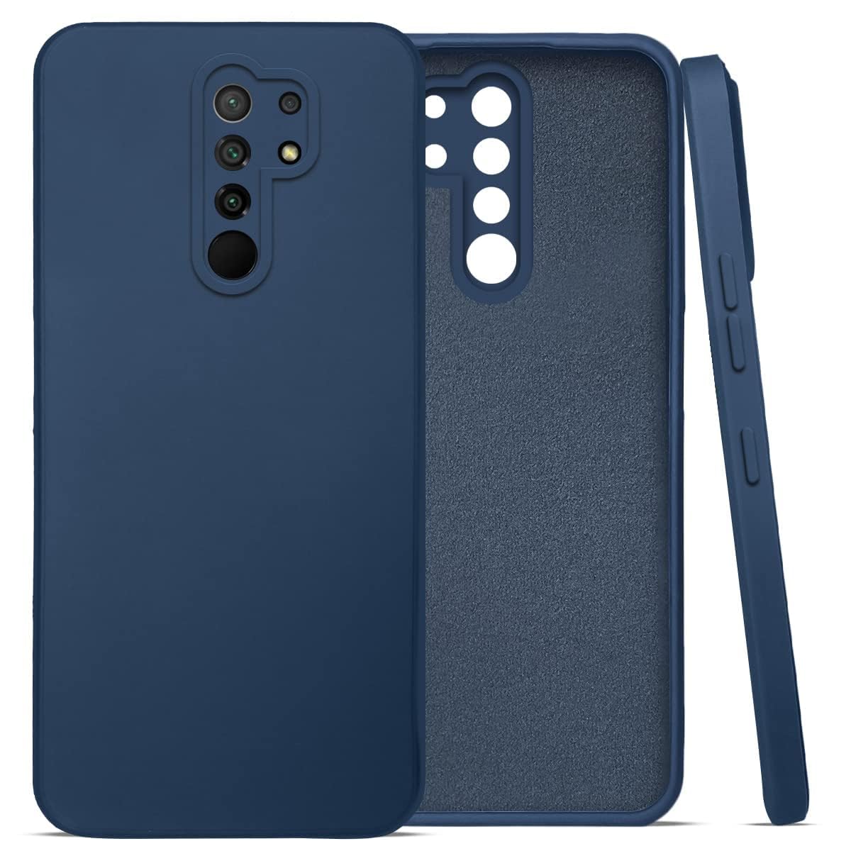 For Poco M2 Back Cover Case (Matte Finish Silicone with Fiber Cloth)