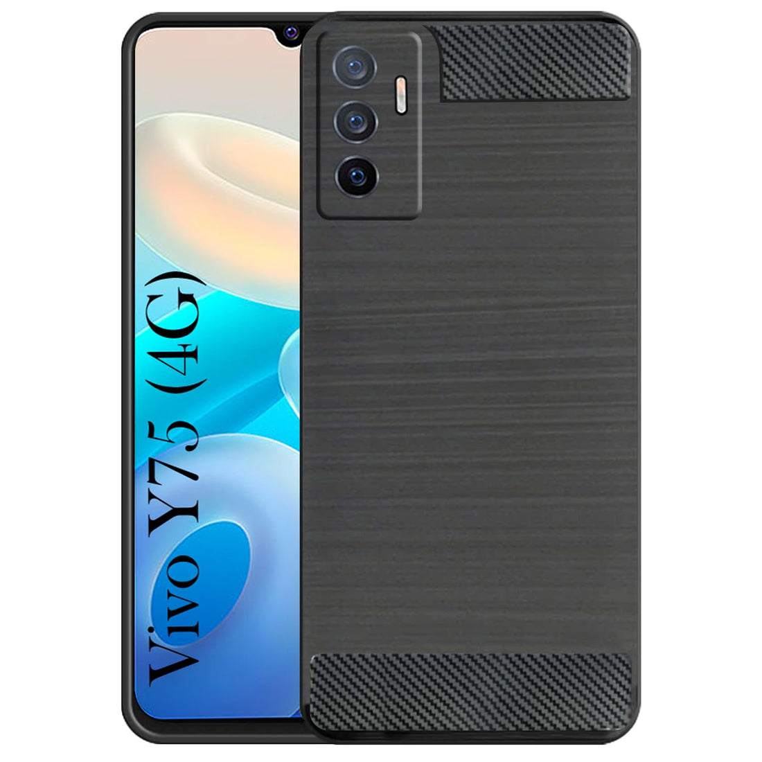 For Vivo Y75 4G Back Cover Case ( Hybrid Armor Case | Carbon Fiber Shockproof | Soft and Flexible)