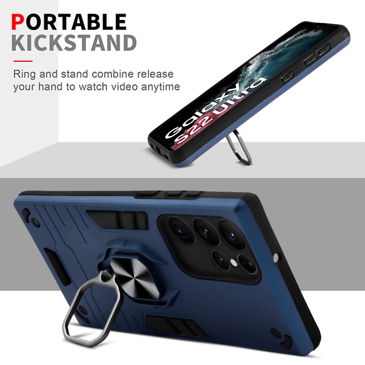 For Samsung Galaxy S22 Ultra 5G Back Cover Case (Shockproof Dual Layer Hybrid Armor | Iron Black)