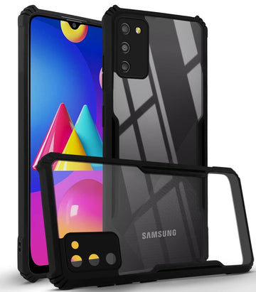 For Samsung Galaxy F02s Back Cover Case Hard PC Crystal Bumper Shockproof with Camera Protection