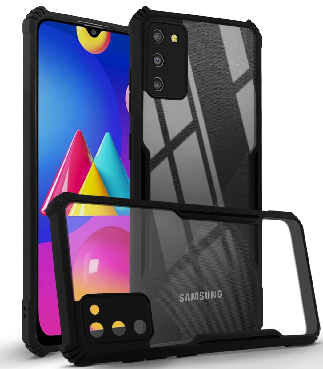 For Samsung Galaxy A02s  Back Cover Case Hard PC Crystal Bumper Shockproof with Camera Protection (Black)