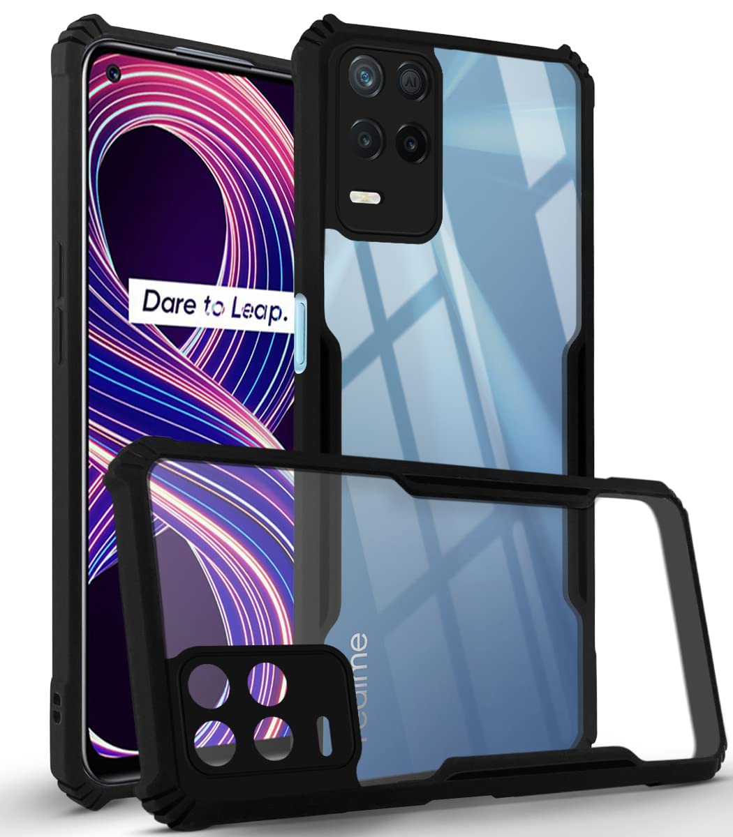 For Realme 8 5G Back Cover Case (Shockproof with Polycarbonate Clear Panel)