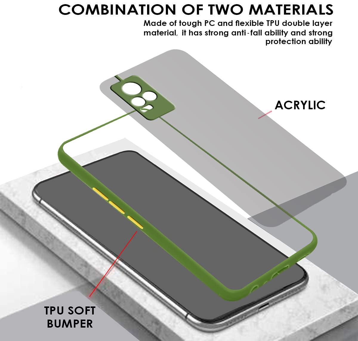 For Realme 7i Back Cover Case ( Shockproof with Polycarbonate Clear Panel | Professional Black)