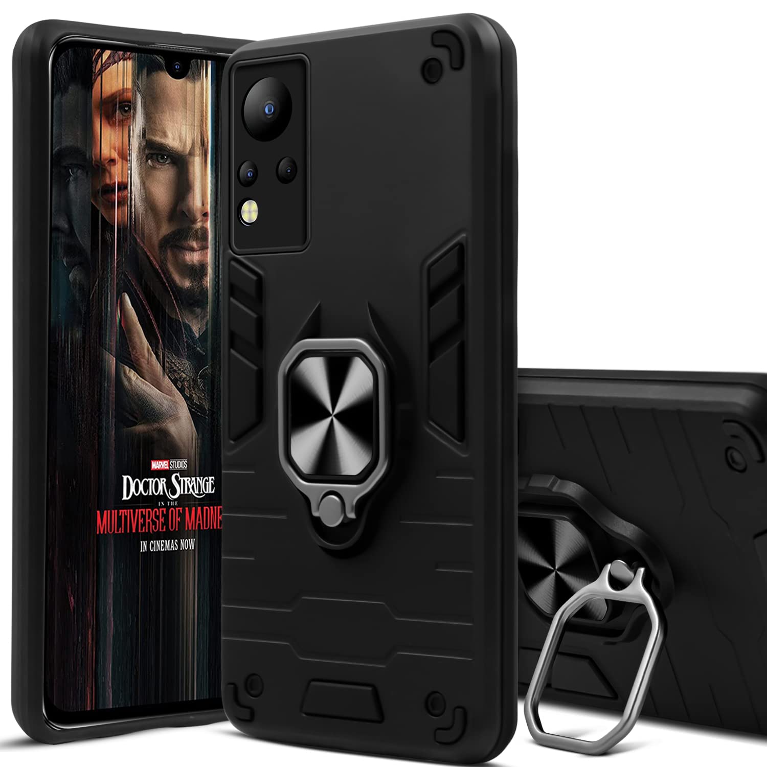 For Infinix Note 12 Back Cover Case (Dual Layer Hybrid | Ring Holder & Kickstand | 360 Degree Shockproof Protection)