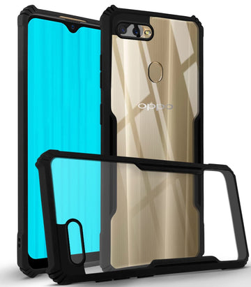 For Oppo A11k  Back Cover Case ( Shockproof with Polycarbonate Clear Panel | Professional Black)