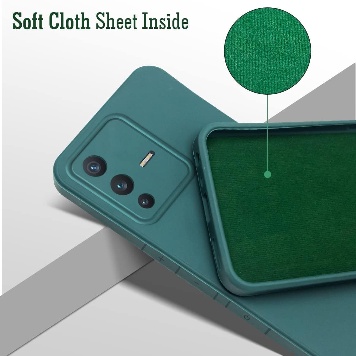 For Vivo V23 Pro 5G Back Cover Case (Matte Finish Silicone with Inside Fiber Cloth)