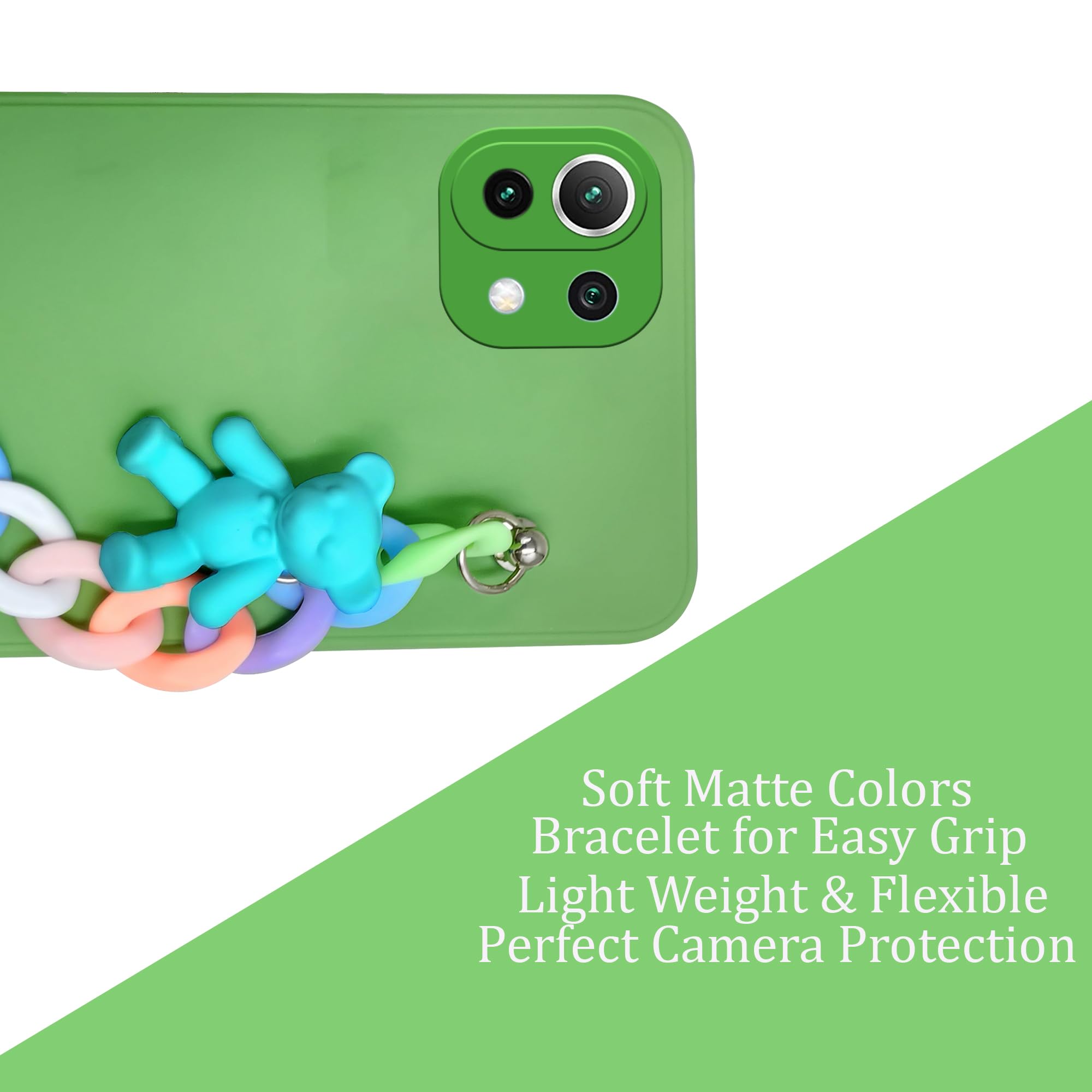 For Xiaomi 11 Lite 5G NE Back Cover Girls Case with Bracelet (Wrist Hanging Chain | Teddy Toy Cartoon)