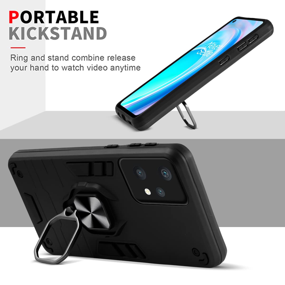 For OnePlus Nord CE 2 Lite 5G Back Cover Case (Dual Layer Hybrid | Ring Holder & Kickstand | 360 Degree Shockproof Protection)
