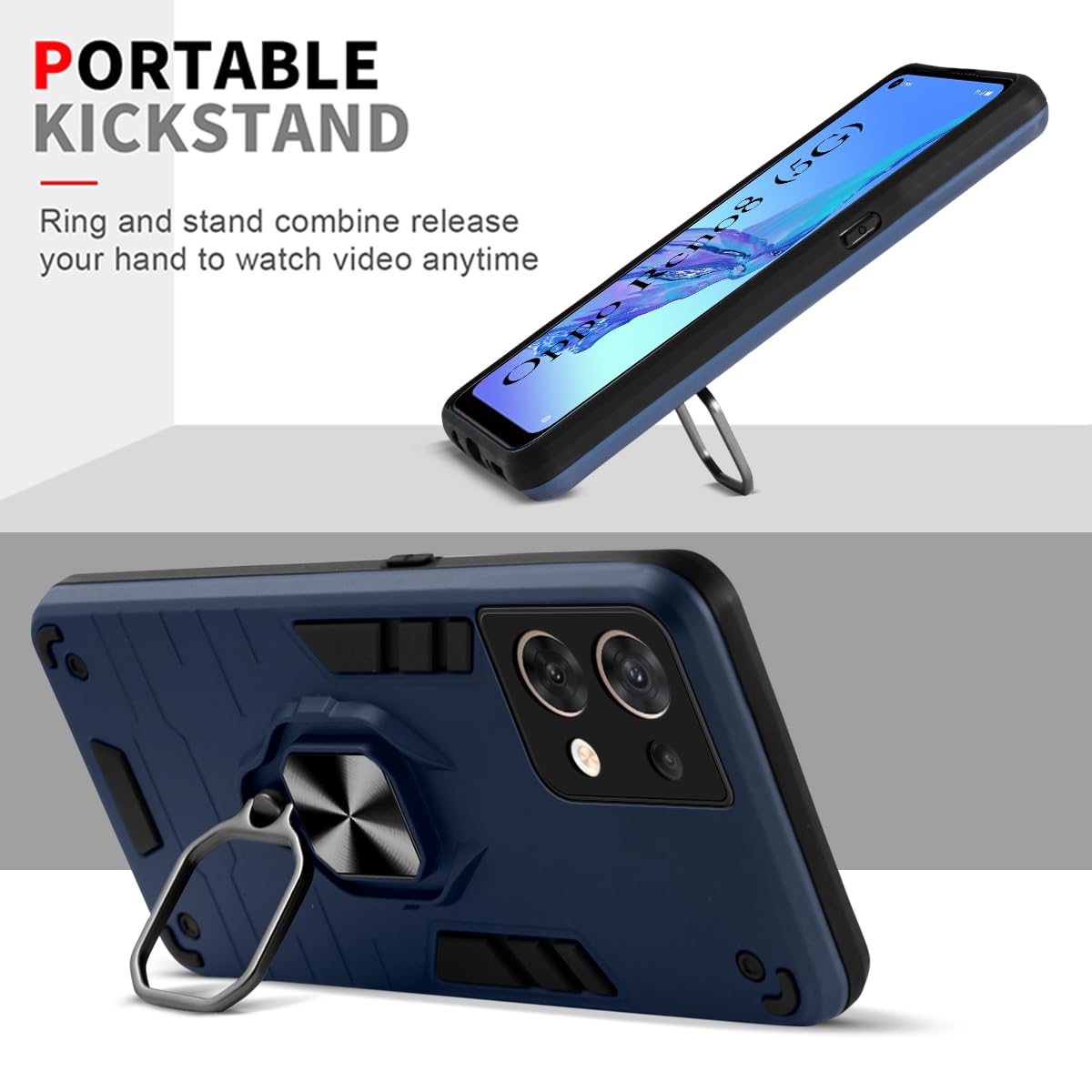 For Oppo Reno 8 5G Back Cover Case (Shockproof Polycarbonate Dual Layer Hybrid Armor)
