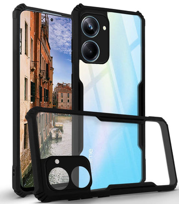 For Realme 10 Pro Back Cover Case (Shockproof with Polycarbonate Clear Panel)