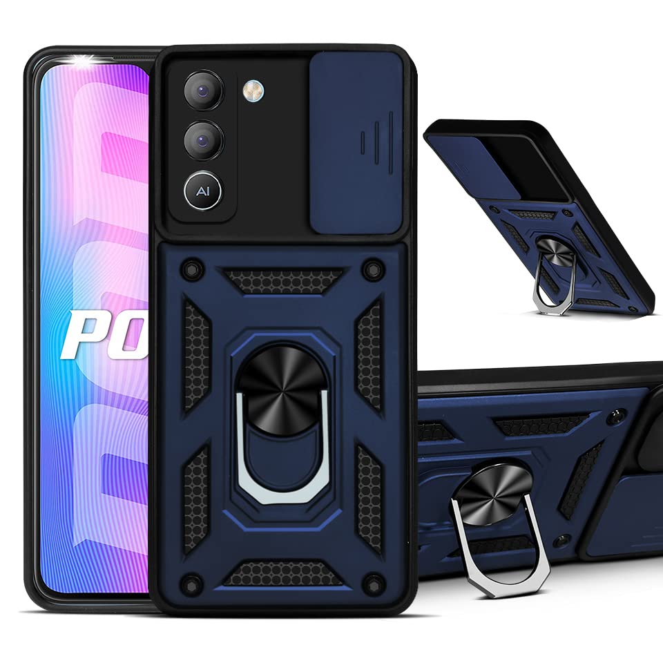 For Tecno Pop 5 LTE Back Cover Case (Hybrid Dual Armor Polycarbonate| Slider Black)