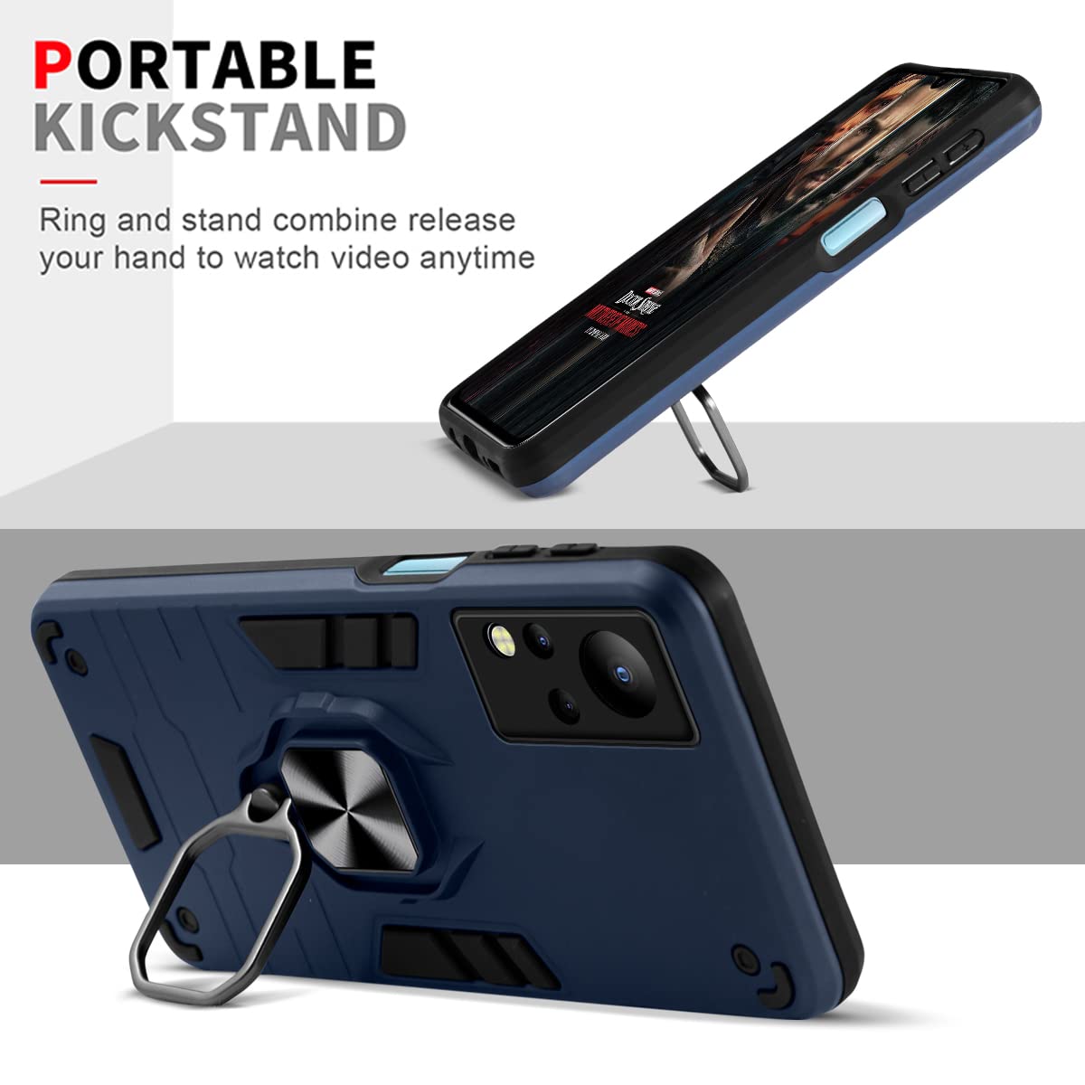 For Infinix Note 12 Back Cover Case (Dual Layer Hybrid | Ring Holder & Kickstand | 360 Degree Shockproof Protection)