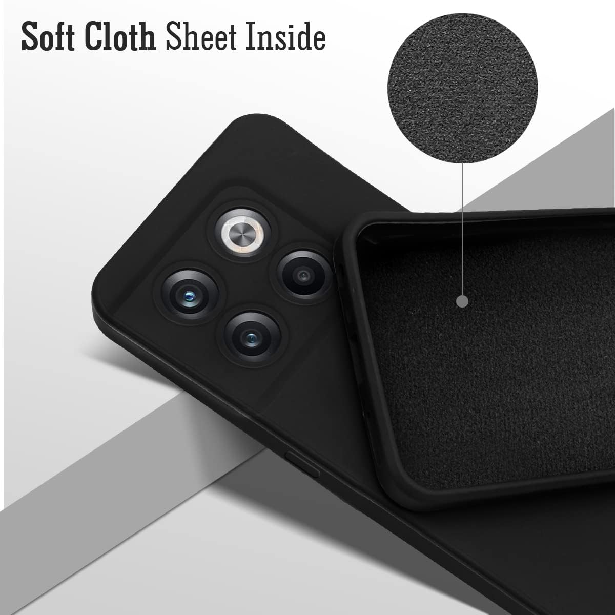 For OnePlus 10T Back Cover Case (Matte Finish Silicone with Inside Fiber Cloth)
